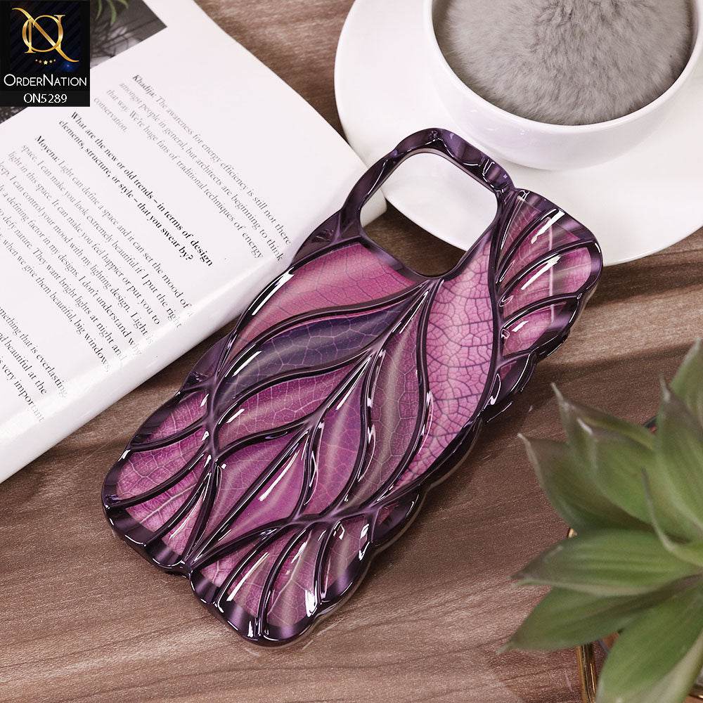 iPhone 16 Pro Max Cover - Purple - Luxury 3D Colorful Maple Leaf Electroplatiang Wavy Soft Border Case - Futurestore.pk