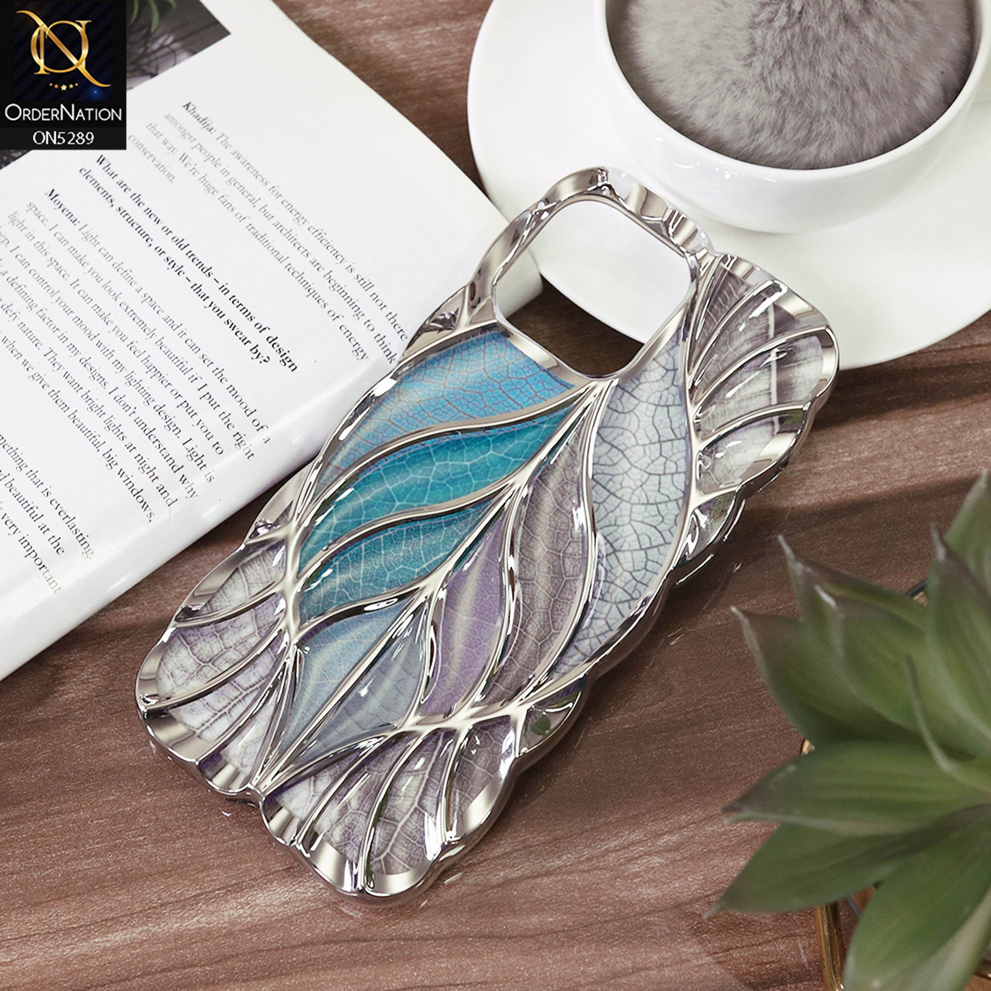 iPhone 16 Pro Max Cover - Sea Green - Luxury 3D Colorful Maple Leaf Electroplatiang Wavy Soft Border Case - Futurestore.pk
