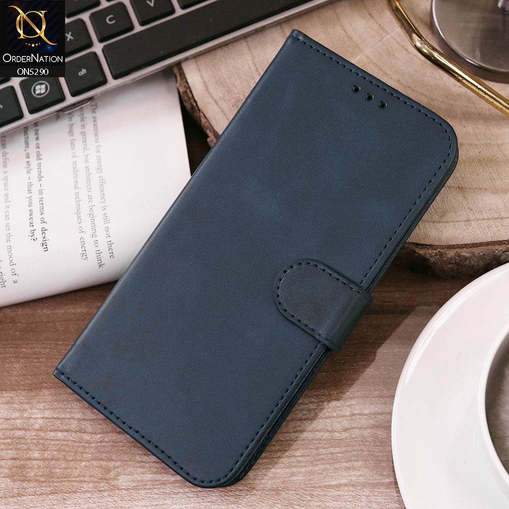 iPhone 13 Cover - Blue - Premium Business Series Magnetic Leather Wallet Flip book Card Slots Soft Case - Futurestore.pk