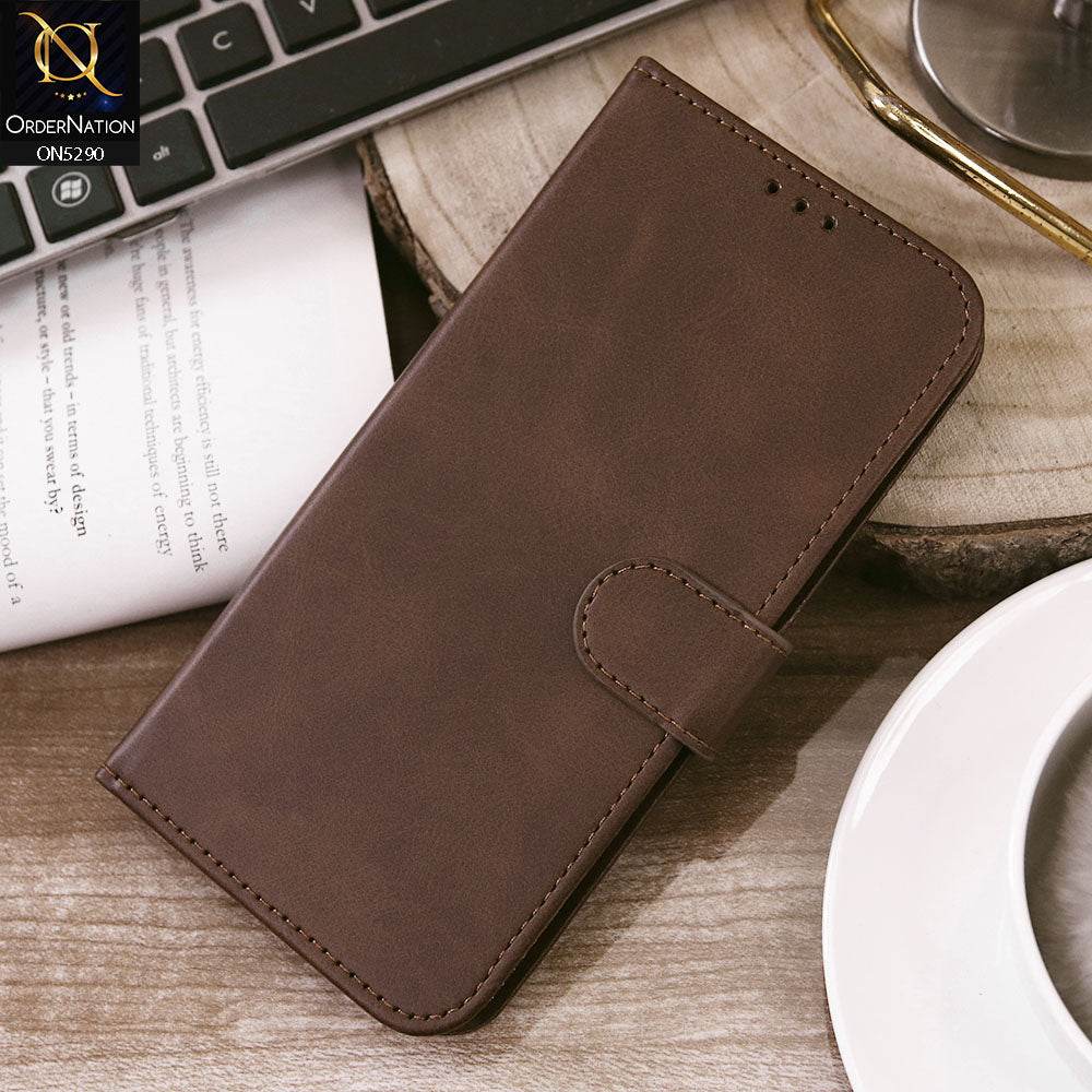 iPhone 13 Cover - Dark Brown - Premium Business Series Magnetic Leather Wallet Flip book Card Slots Soft Case - Futurestore.pk