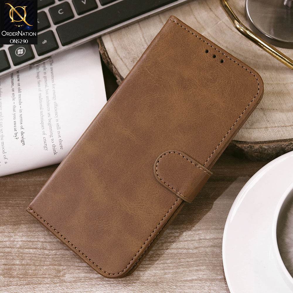 iPhone 13 Cover - Light Brown - Premium Business Series Magnetic Leather Wallet Flip book Card Slots Soft Case - Futurestore.pk