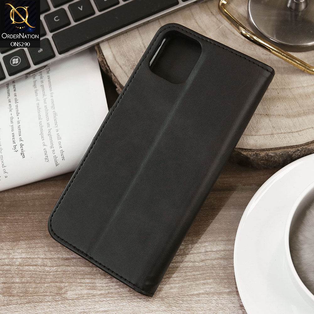 iPhone 11 Cover - Black - Premium Business Series Magnetic Leather Wallet Flip book Card Slots Soft Case - Futurestore.pk
