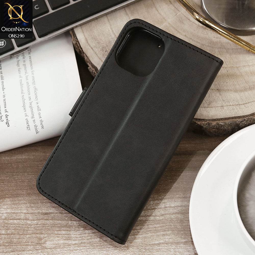 iPhone 13 Cover - Black - Premium Business Series Magnetic Leather Wallet Flip book Card Slots Soft Case - Futurestore.pk