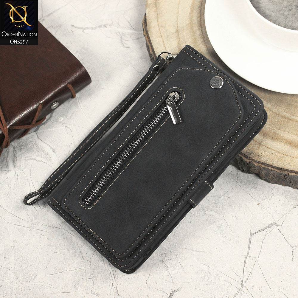 Iphone 13 Cover - Black - Trendy Premium Leather Flip Book Wallet Card Holder Case With Mirror - Futurestore.pk