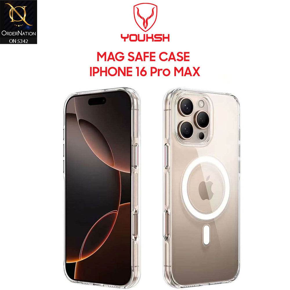 iPhone 16 Pro Max Cover - Transparent - Youksh Magsafe Clear Soft Borders Case - Futurestore.pk