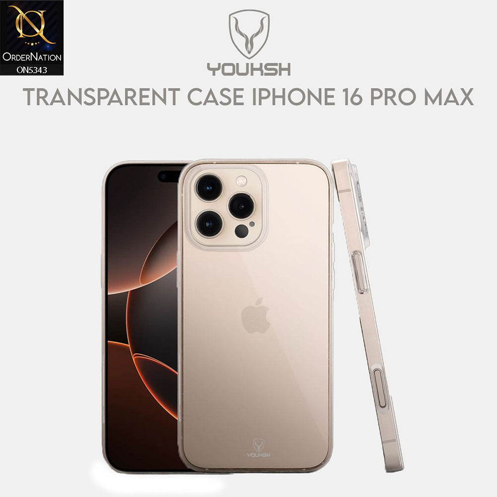 iPhone 16 Pro Max Cover - Transparent - Youksh Clear Soft TPU Case - Futurestore.pk