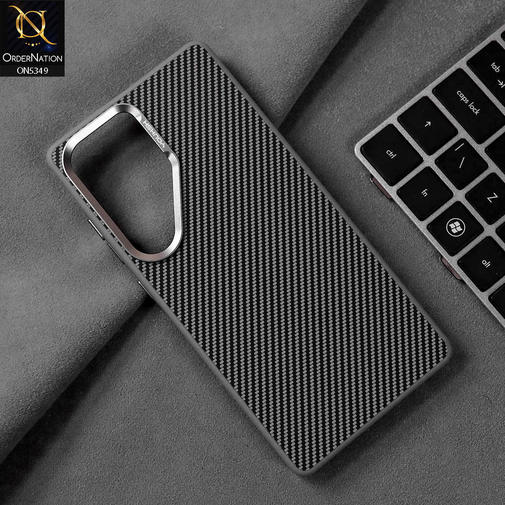 Samsung Galaxy S25 Ultra Cover - Gray - Youksh Carbon Fiber Soft Borders Case