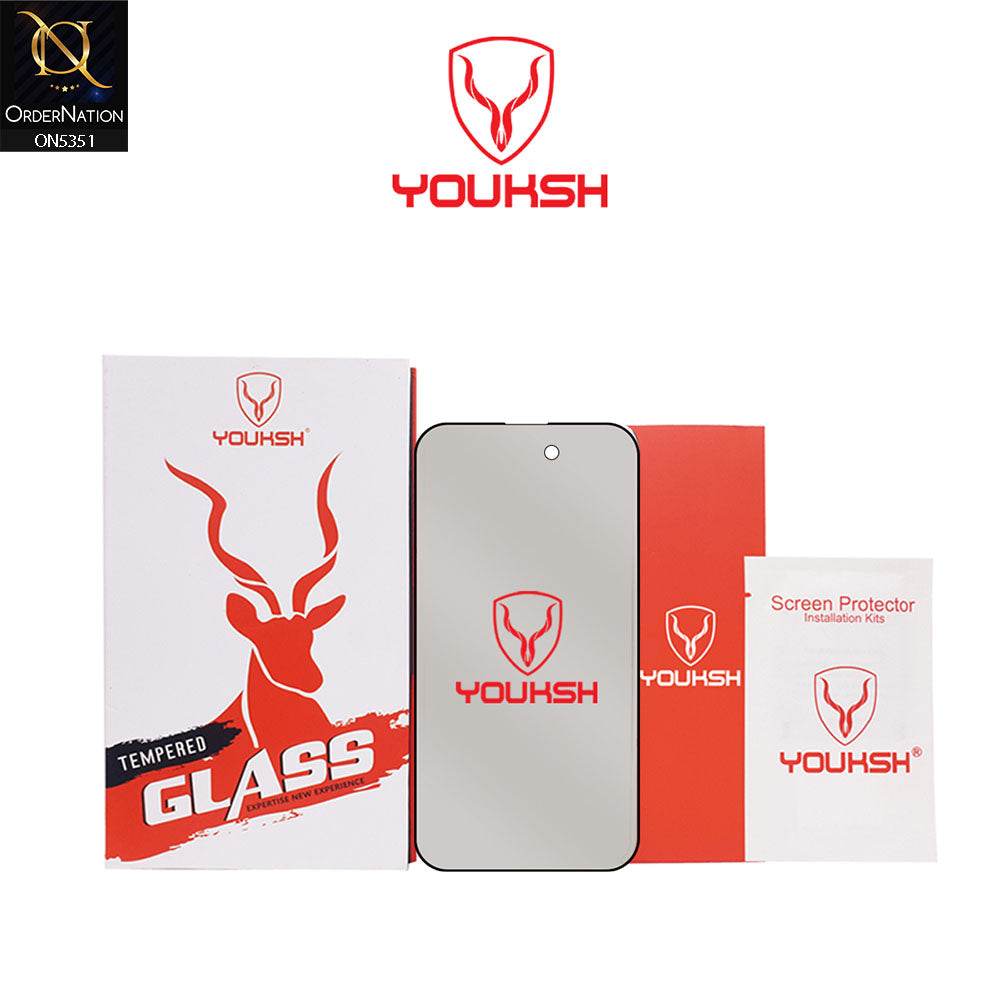 IPhone 16 Pro Max Screen Protector - Black - Youksh Privacy Anti Static Glass Screen Protector - Futurestore.pk
