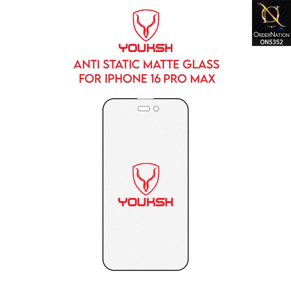iPhone 16 Pro Max Cover - Transparent - Youksh Matte AntiStatic Glass Protector - Futurestore.pk