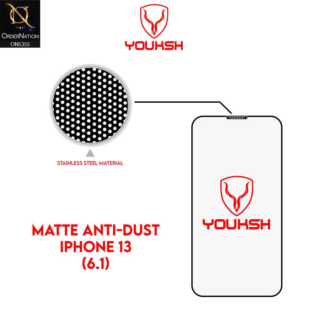 iPhone 13 Screen Protector - Transparent - Youksh Matte Anti Dust Glass Screen Protector - Futurestore.pk