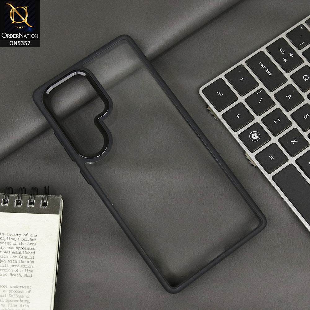 Samsung Galaxy S25 Ultra Cover - Black - Transparent Clear Soft Border Case With Magnetic Camera Ring