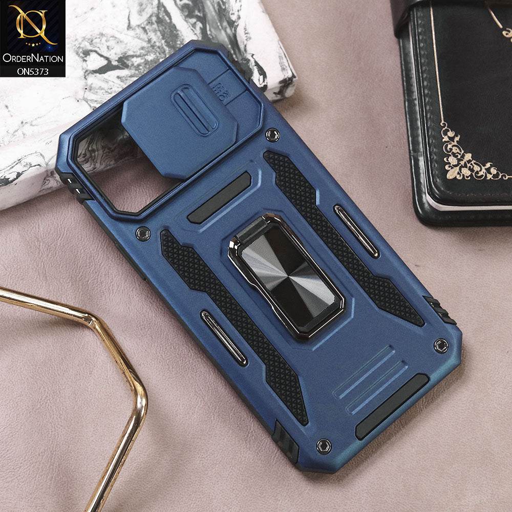 iPhone 16 Pro Max Cover - Blue - New HQ Heavy Duty Hybrid Protective Case With 360 Rotatable Kickstand Holder