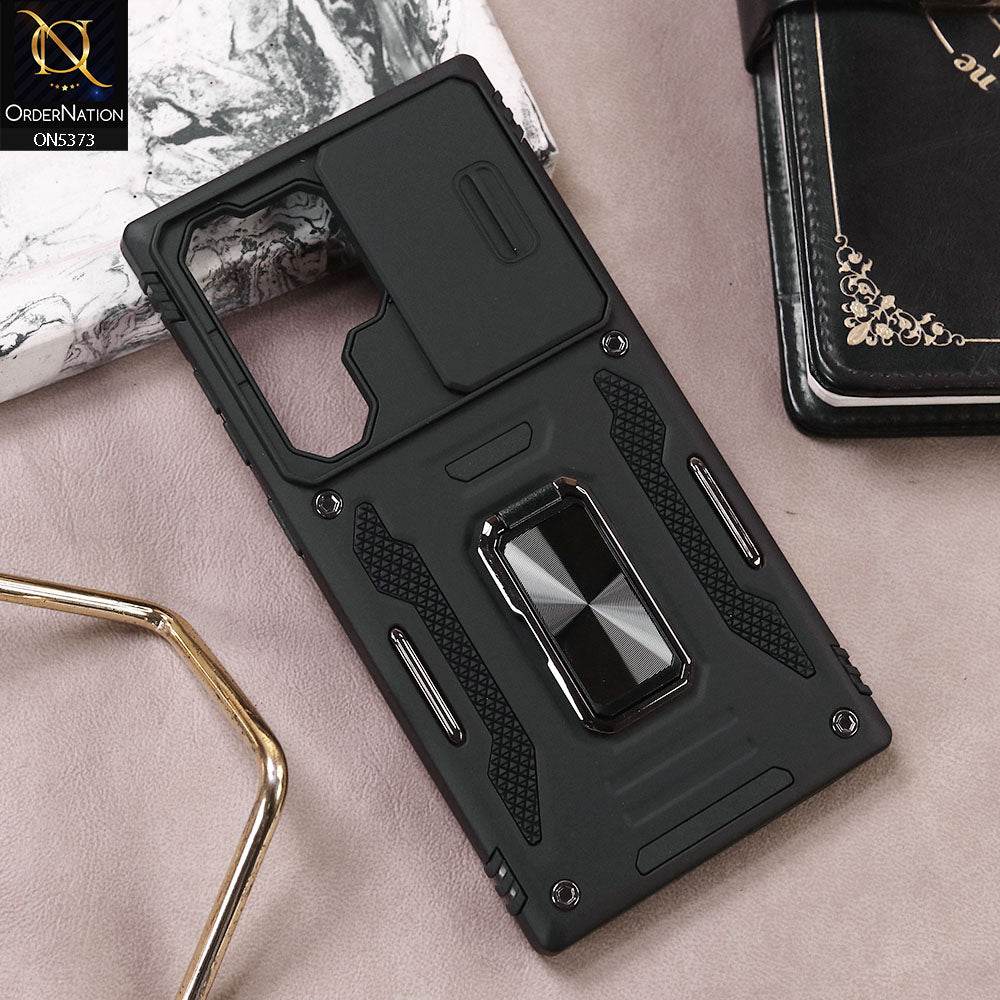 Samsung Galaxy S24 Ultra Cover - Black - New HQ Heavy Duty Hybrid Protective Case With 360 Rotatable Kickstand Holder