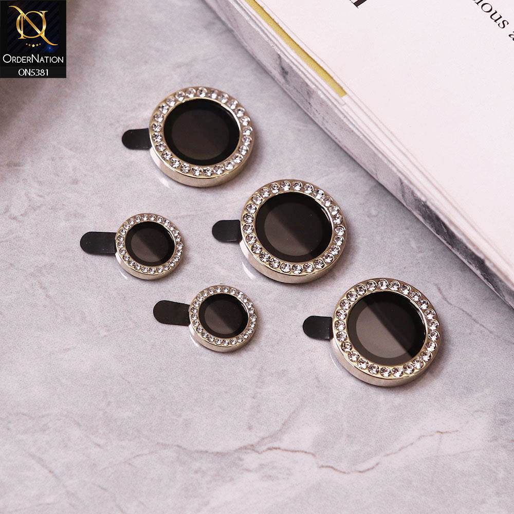 Samsung Galaxy S24 Ultra Camera Protector - Golden - Rhinestones Diamond Inlaid Camera Lens Rings Protector