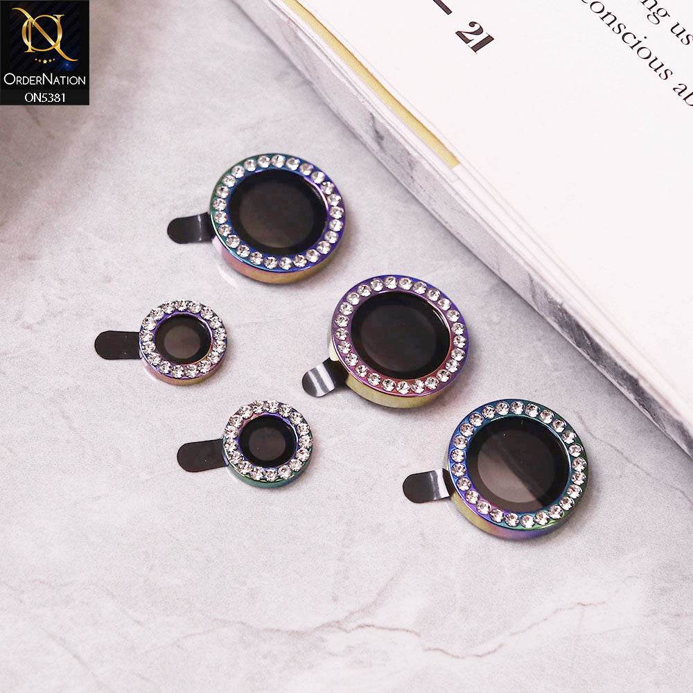 Samsung Galaxy S25 Ultra Camera Protector - Rainbow - Rhinestones Diamond Inlaid Camera Lens Rings Protector