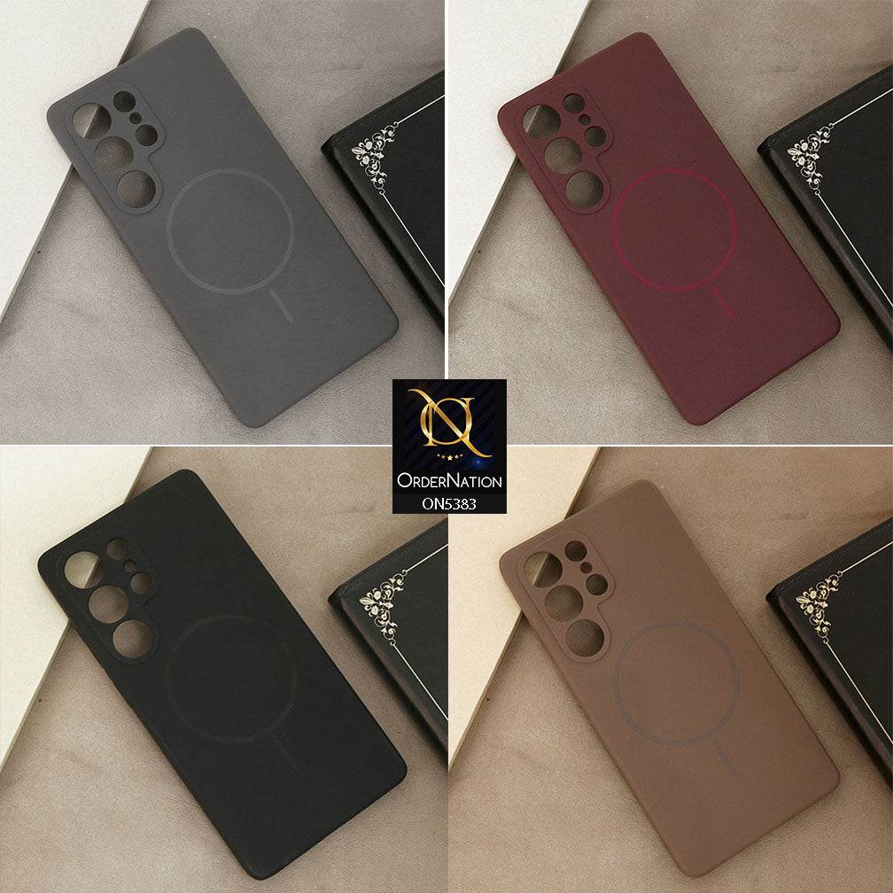 Samsung Galaxy S25 Ultra Cover - Maroon - Elegant Soft Matte Silica Gel Shockproof Case With Wireless Magnetic Magsafe Charging - Futurestore.pk