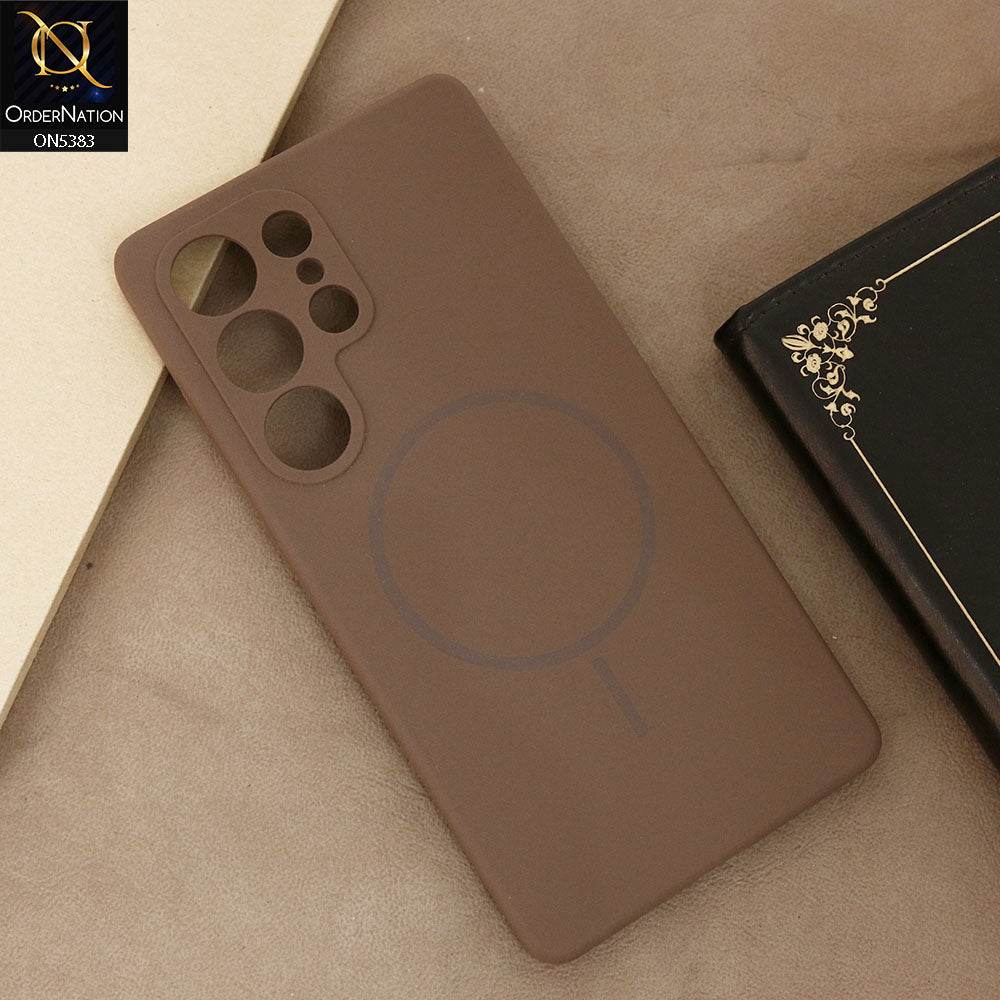 Samsung Galaxy S25 Ultra Cover - Light Brown - Elegant Soft Matte Silica Gel Shockproof Case With Wireless Magnetic Magsafe Charging - Futurestore.pk
