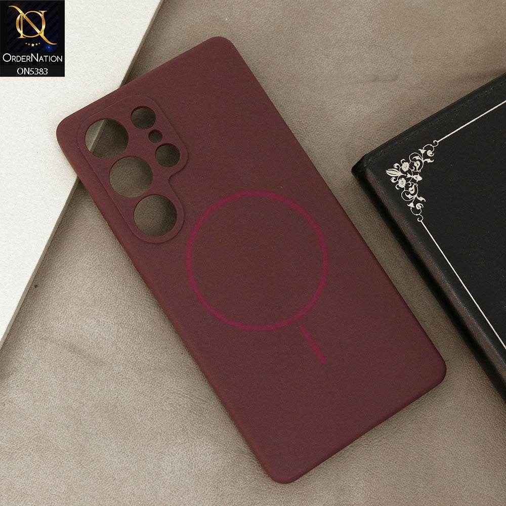 Samsung Galaxy S25 Ultra Cover - Maroon - Elegant Soft Matte Silica Gel Shockproof Case With Wireless Magnetic Magsafe Charging - Futurestore.pk