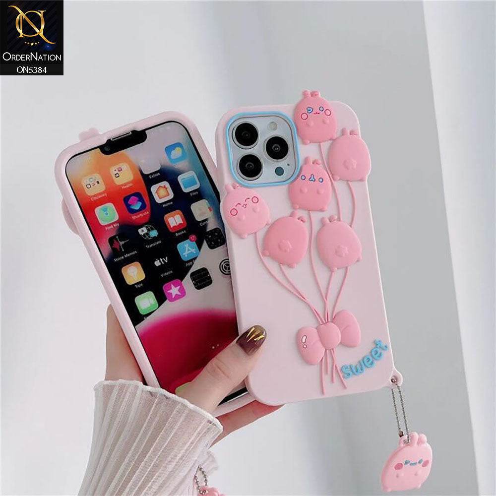 iPhone 11 Cover - Pink - 3D Cute Kawaii Sweet Cartoon Soft Case - Futurestore.pk