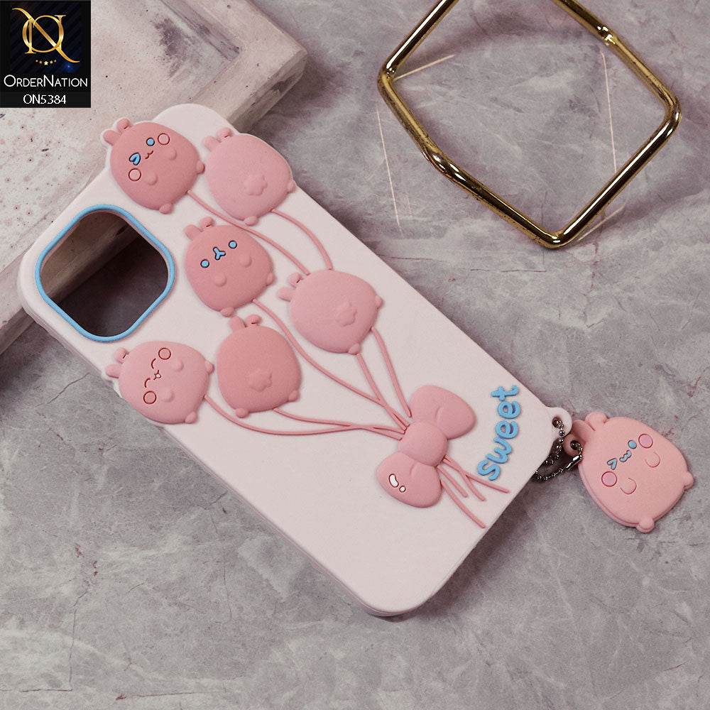 iPhone 11 Cover - Pink - 3D Cute Kawaii Sweet Cartoon Soft Case - Futurestore.pk