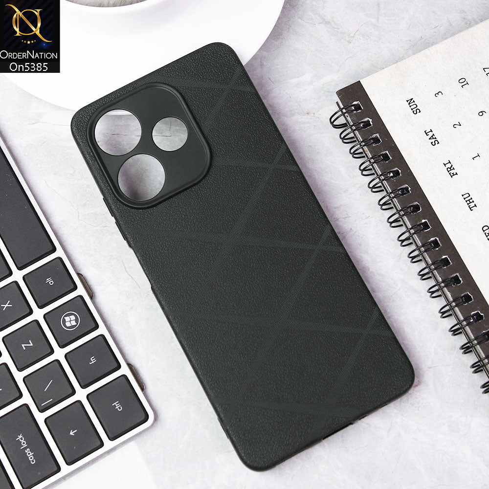 Oppo A5 Pro 5G Cover - Black - Leather Texture Soft Case With Camera Protection