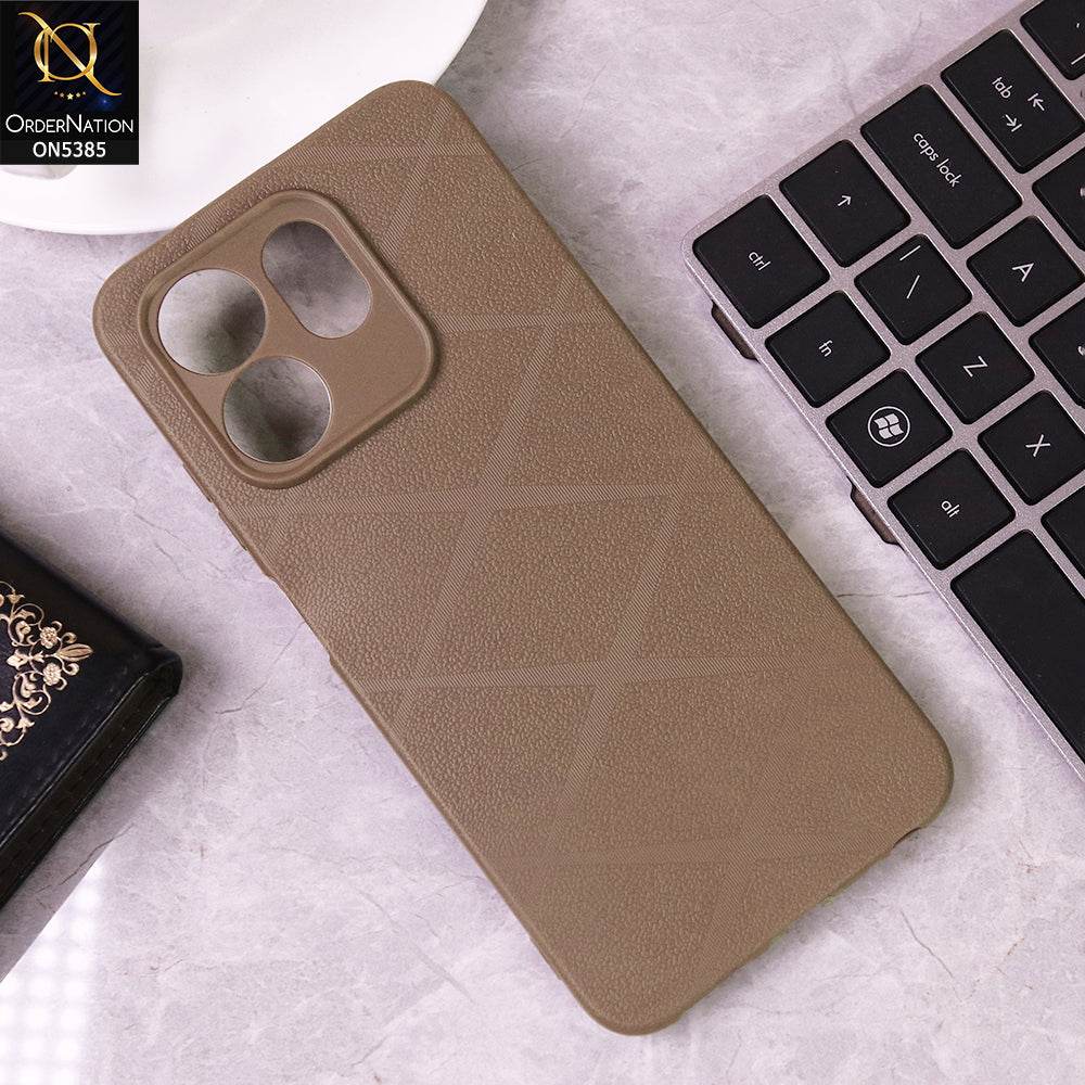 Infinix Smart 9 HD Cover - Brown - Leather Texture Soft Case With Camera Protection - Futurestore.pk