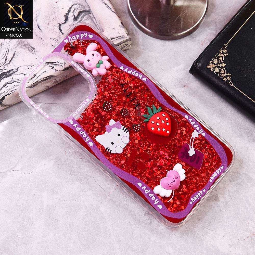 iPhone 16 Pro Max Cover - Design1 - Cute 3D Cartoon (Moving Glitters) Transparent Soft Case - Futurestore.pk