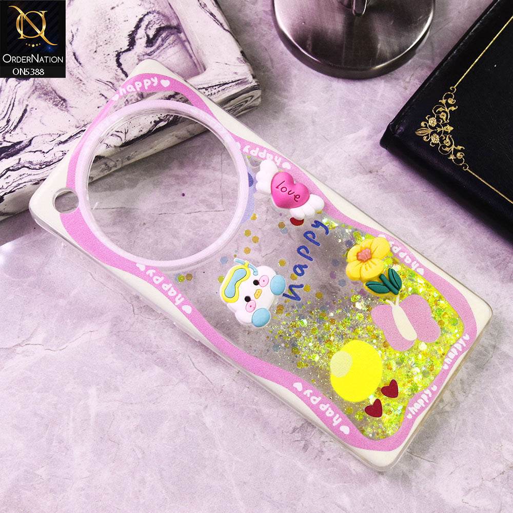 Infinix Zero 40 4G Cover - Design6 - Cute 3D Cartoon (Moving Glitters) Transparent Soft Case - Futurestore.pk