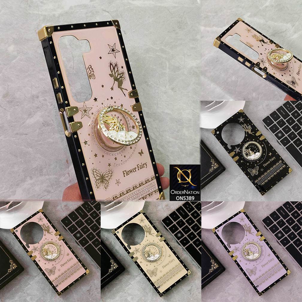 Samsung Galaxy S24 Ultra Cover - Black - Trendy Flower Fairy Stylish Soft Square Trunk Case