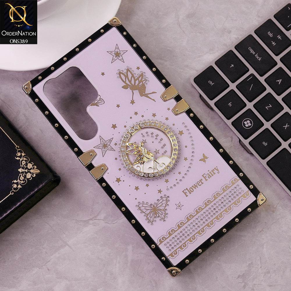 Samsung Galaxy S24 Ultra Cover - Purple - Trendy Flower Fairy Stylish Soft Square Trunk Case