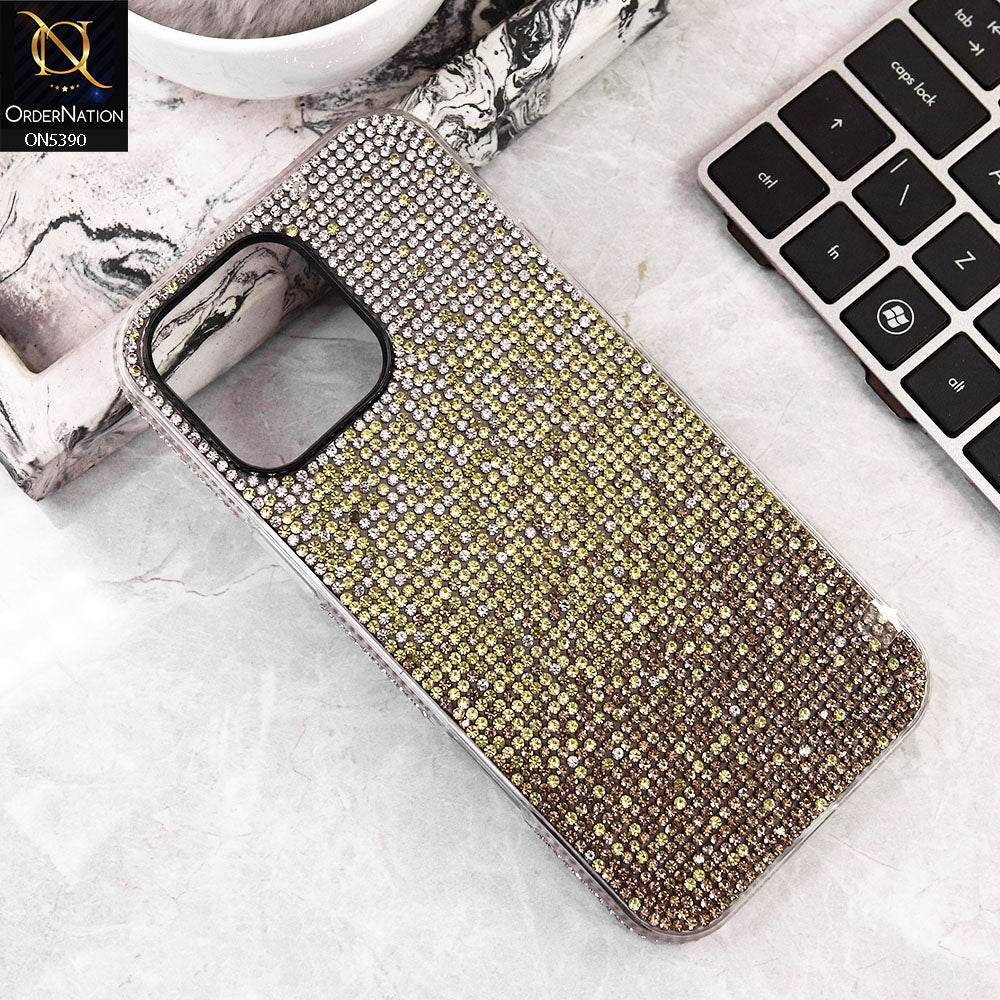 iPhone 16 Pro Max Cover - Golden - Luxurious Gradiant Rhinestone Soft border Shiny Case - Futurestore.pk