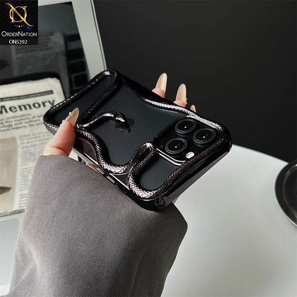 iPhone 16 Pro Max Cover - Black - New 3D Olige Hollow Shiny Plating Heat Dissipation Soft Casee