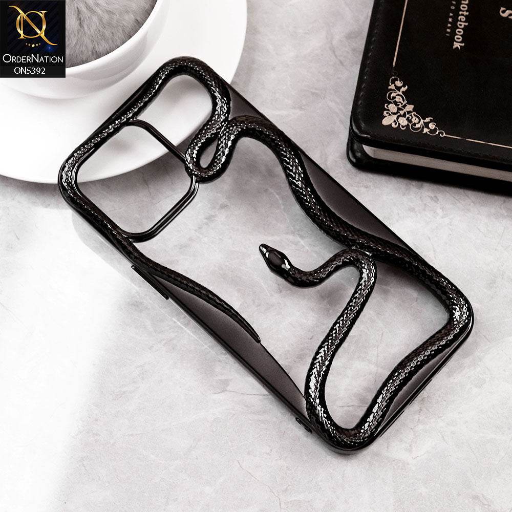 iPhone 16 Pro Max Cover - Black - New 3D Olige Hollow Shiny Plating Heat Dissipation Soft Casee