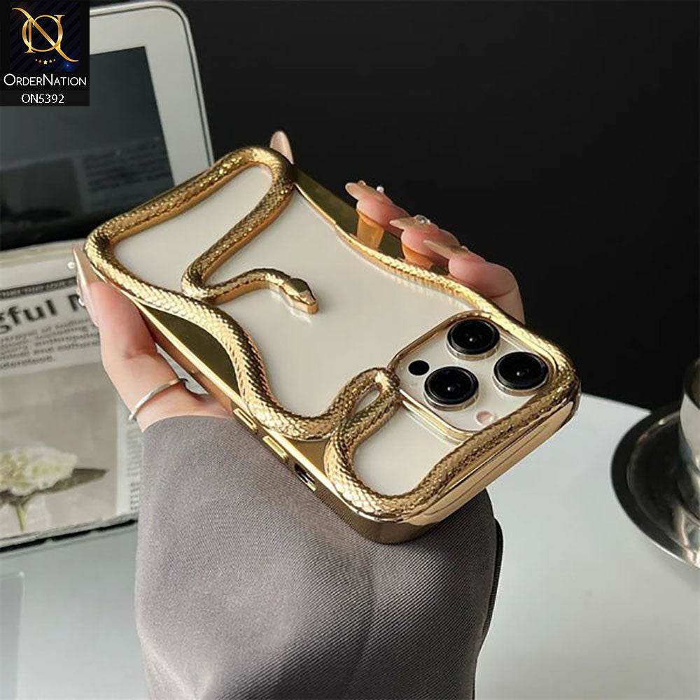 iPhone 16 Pro Max Cover - Golden - New 3D Olige Hollow Shiny Plating Heat Dissipation Soft Casee