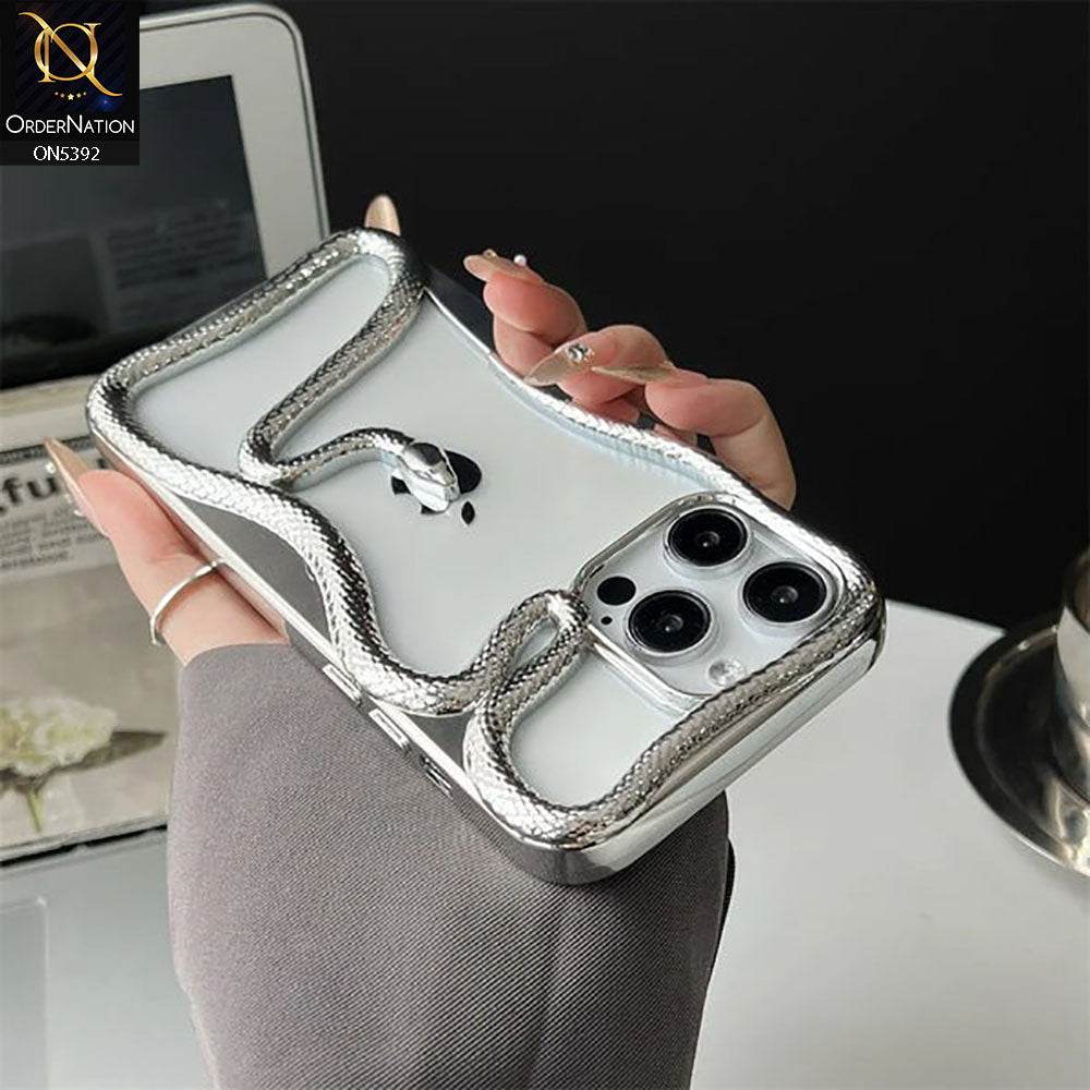iPhone 16 Pro Max Cover - Silver - New 3D Olige Hollow Shiny Plating Heat Dissipation Soft Casee