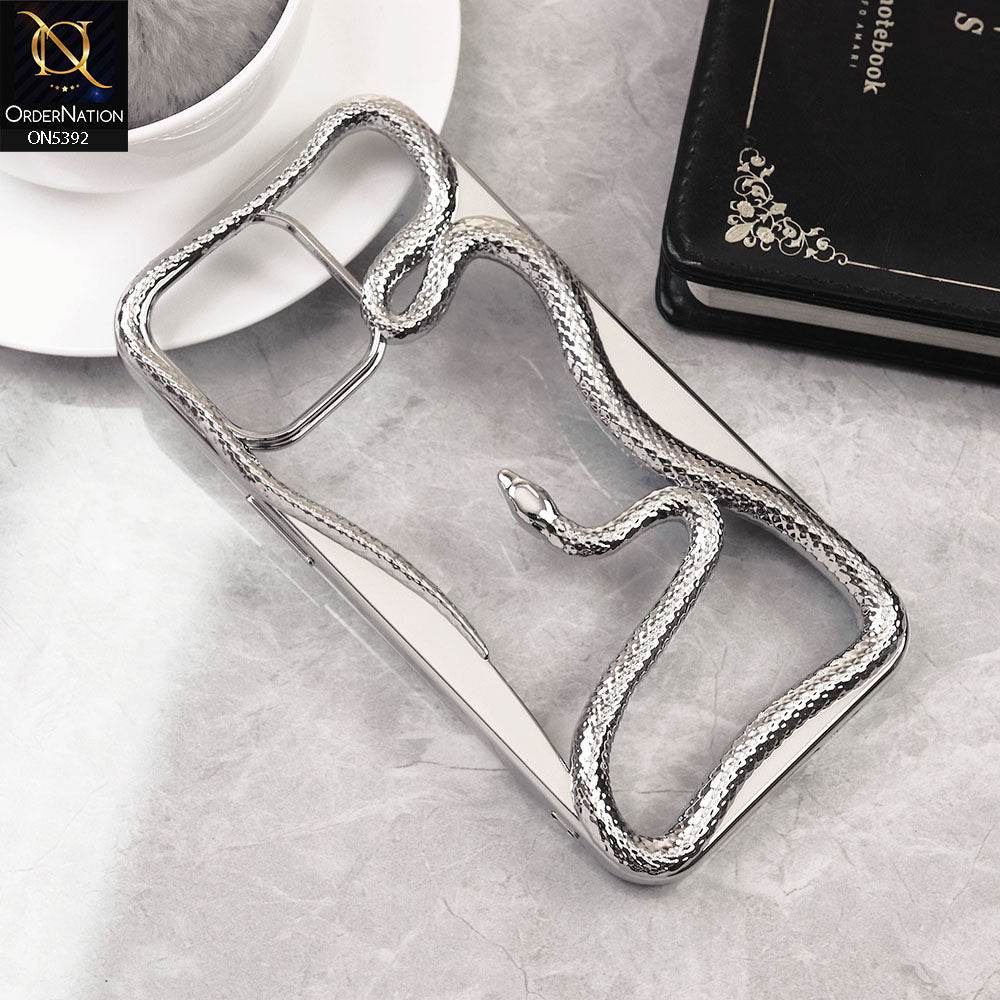 iPhone 16 Pro Max Cover - Silver - New 3D Olige Hollow Shiny Plating Heat Dissipation Soft Casee