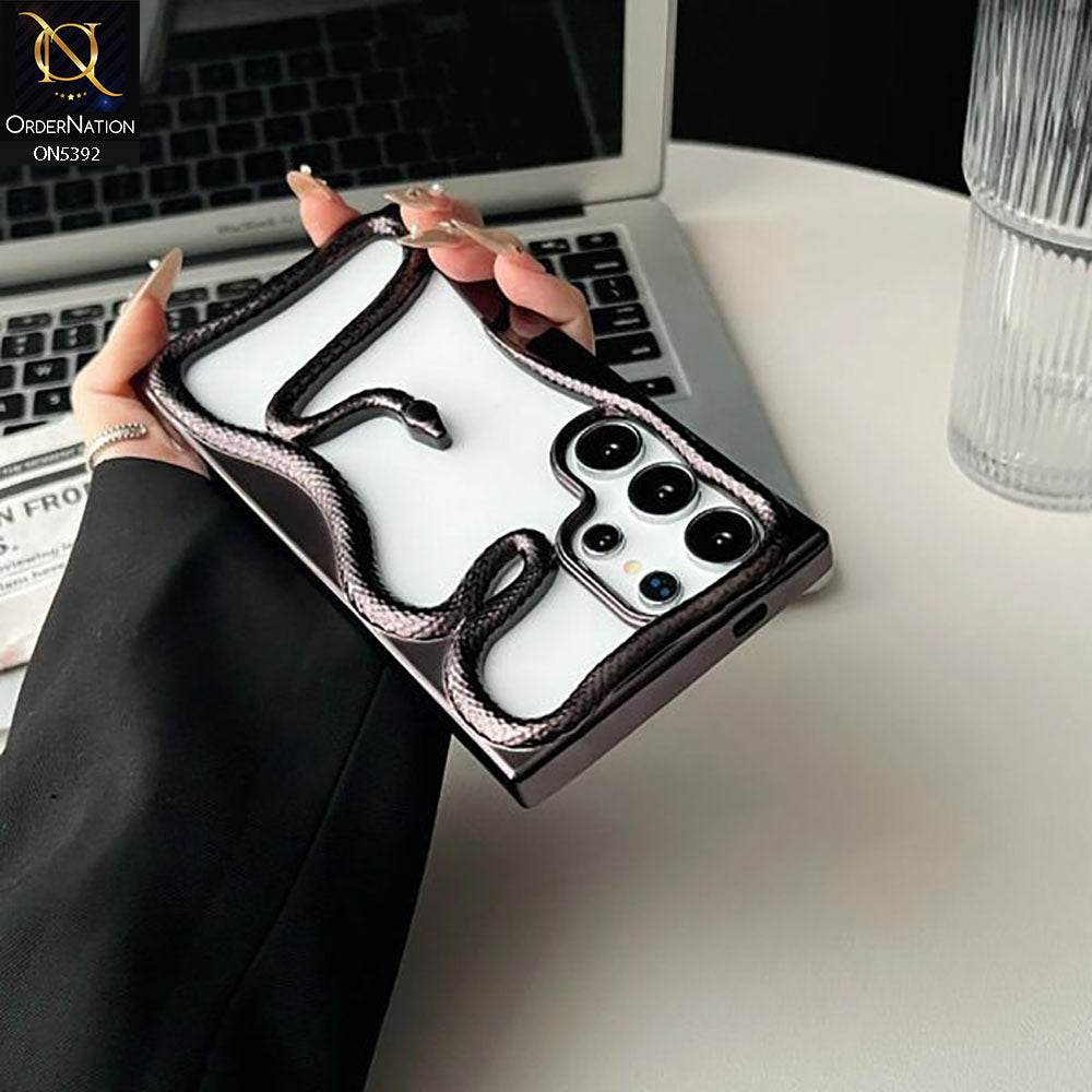 Samsung Galaxy S25 Ultra Cover - Black - New 3D Olige Hollow Shiny Plating Heat Dissipation Soft Casee