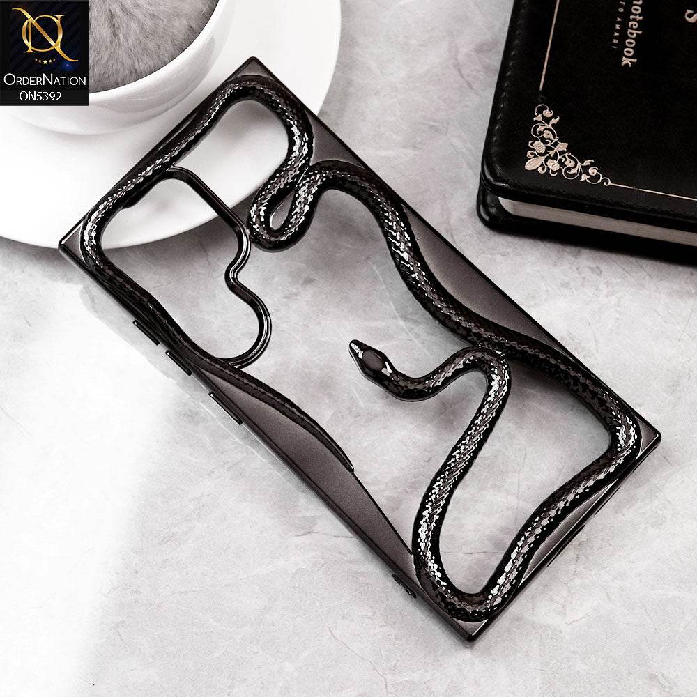 Samsung Galaxy S25 Ultra Cover - Black - New 3D Olige Hollow Shiny Plating Heat Dissipation Soft Casee