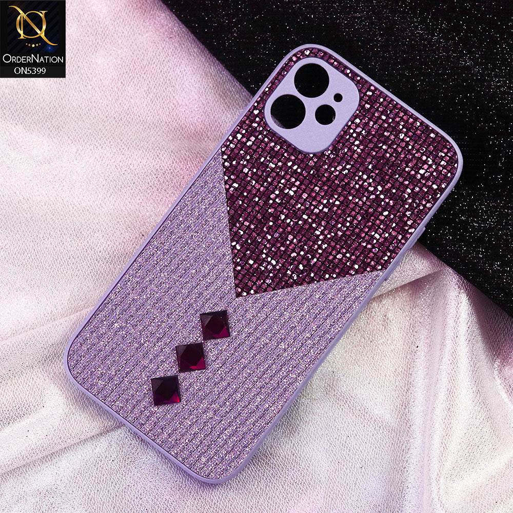 iPhone 11 Cover - Purple - Luxury 3D Woven Pattern Shiny Soft Case With Camera Protection - Futurestore.pk