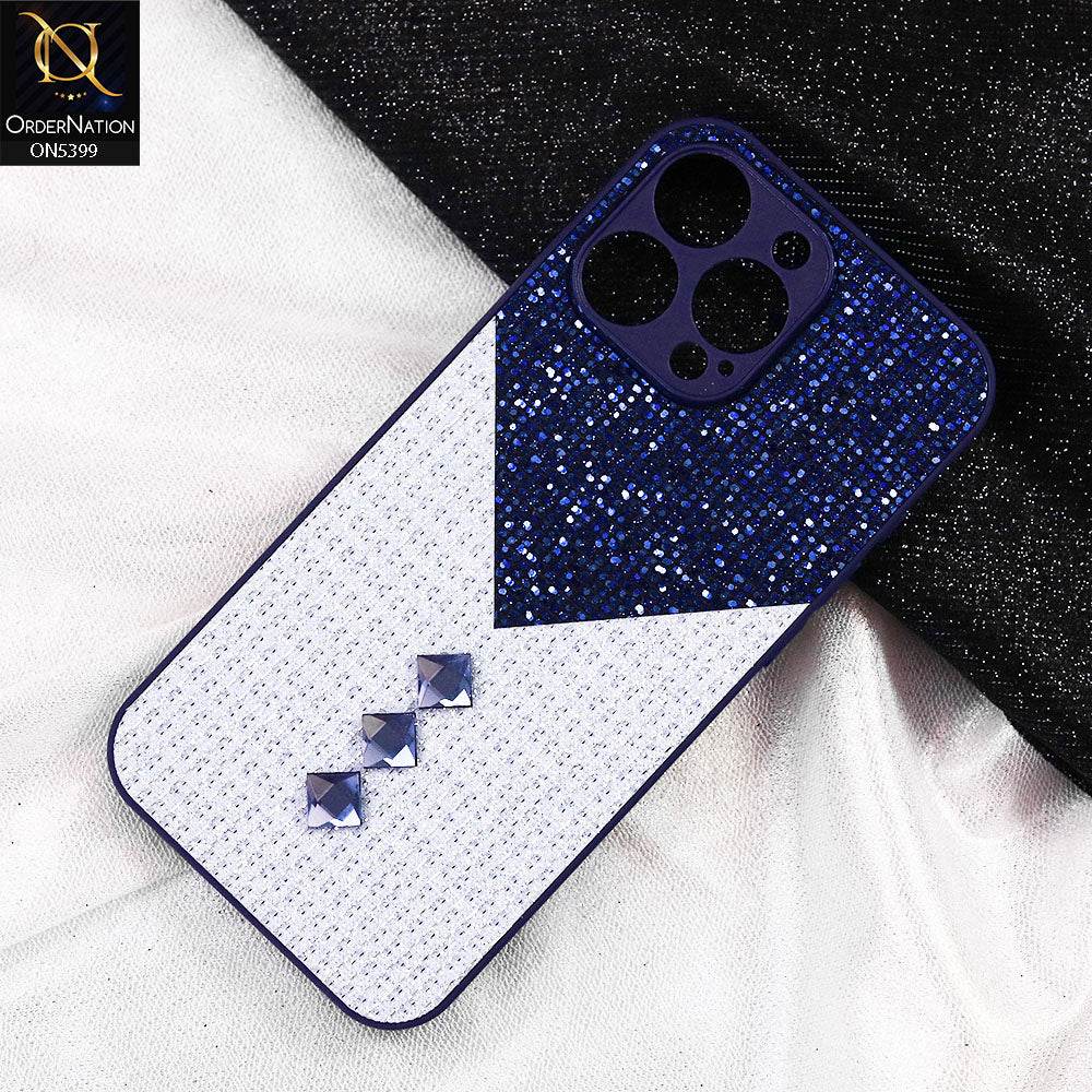 iPhone 16 Pro Max Cover - Blue - Luxury 3D Woven Pattern Shiny Soft Case With Camera Protection - Futurestore.pk