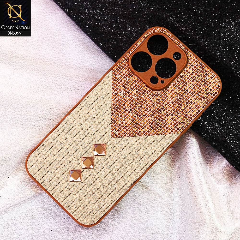 iPhone 16 Pro Max Cover - Brown - Luxury 3D Woven Pattern Shiny Soft Case With Camera Protection - Futurestore.pk