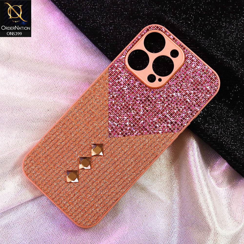 iPhone 16 Pro Max Cover - Pink - Luxury 3D Woven Pattern Shiny Soft Case With Camera Protection