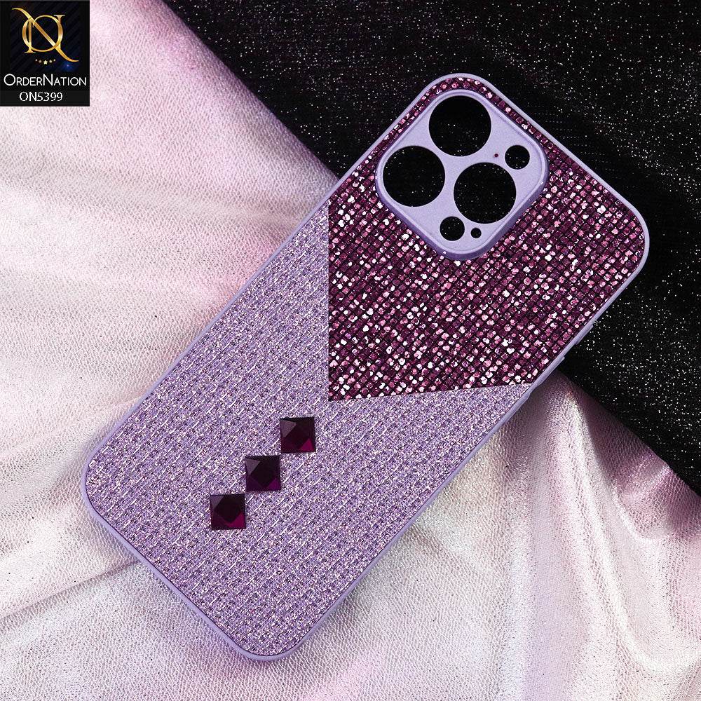iPhone 16 Pro Max Cover - Purple - Luxury 3D Woven Pattern Shiny Soft Case With Camera Protection