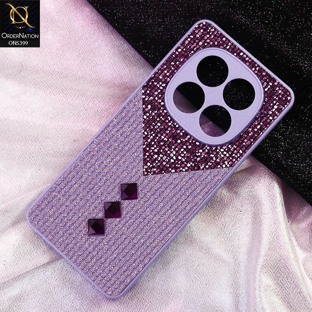 Xiaomi Redmi Note 14 Pro Plus 5G Cover - Purple - Luxury 3D Woven Pattern Shiny Soft Case With Camera Protection