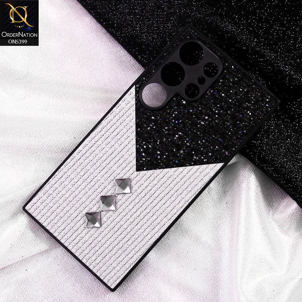 Samsung Galaxy S24 Ultra Cover - Black - Luxury 3D Woven Pattern Shiny Soft Case With Camera Protection