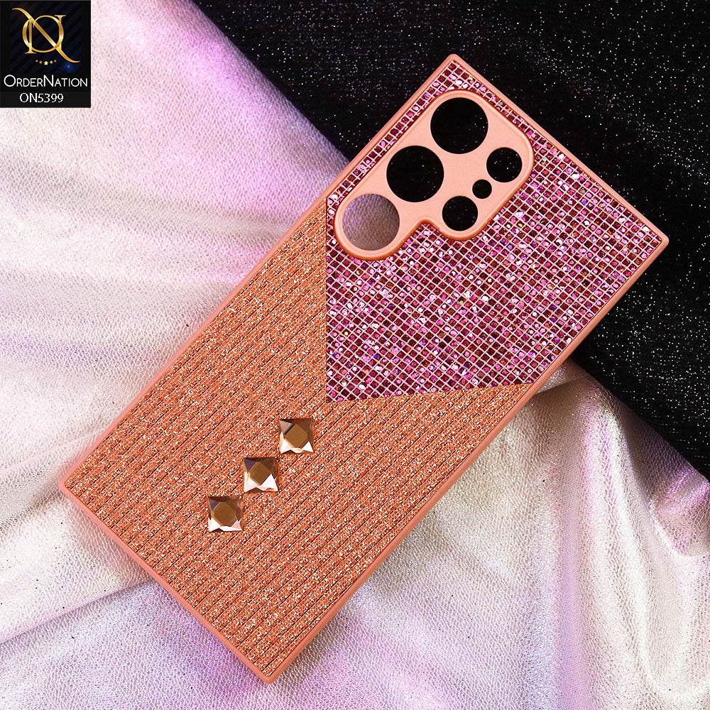 Samsung Galaxy S24 Ultra Cover - Pink - Luxury 3D Woven Pattern Shiny Soft Case With Camera Protection