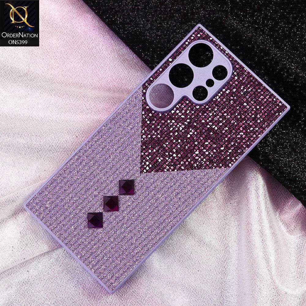 Samsung Galaxy S24 Ultra Cover - Purple - Luxury 3D Woven Pattern Shiny Soft Case With Camera Protection