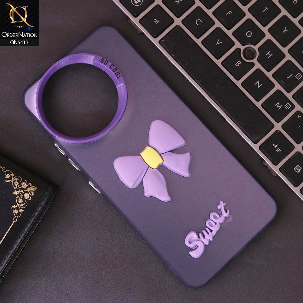 Tecno Spark 30 Pro Cover - Purple - New Matte Color Gradient Shine With Cute 3D Bow Knot Soft Borders Protective Case - Futurestore.pk