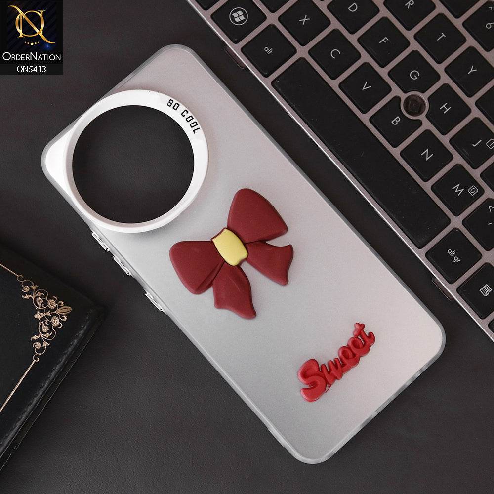 Tecno Spark 30 Pro Cover - Red - New Matte Color Gradient Shine With Cute 3D Bow Knot Soft Borders Protective Case - Futurestore.pk