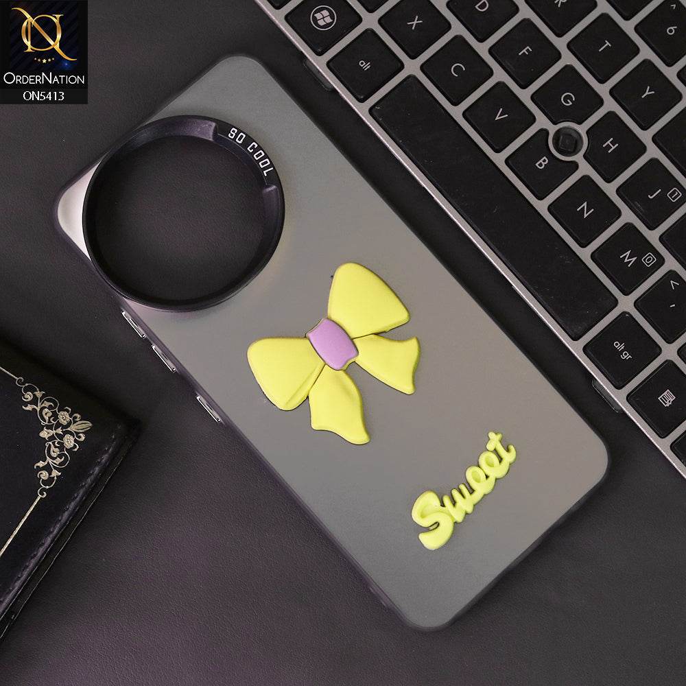 Tecno Spark 30 Pro Cover - Yellow - New Matte Color Gradient Shine With Cute 3D Bow Knot Soft Borders Protective Case - Futurestore.pk